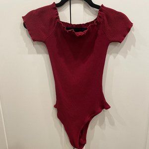 Red Cap Sleeve Bodysuit